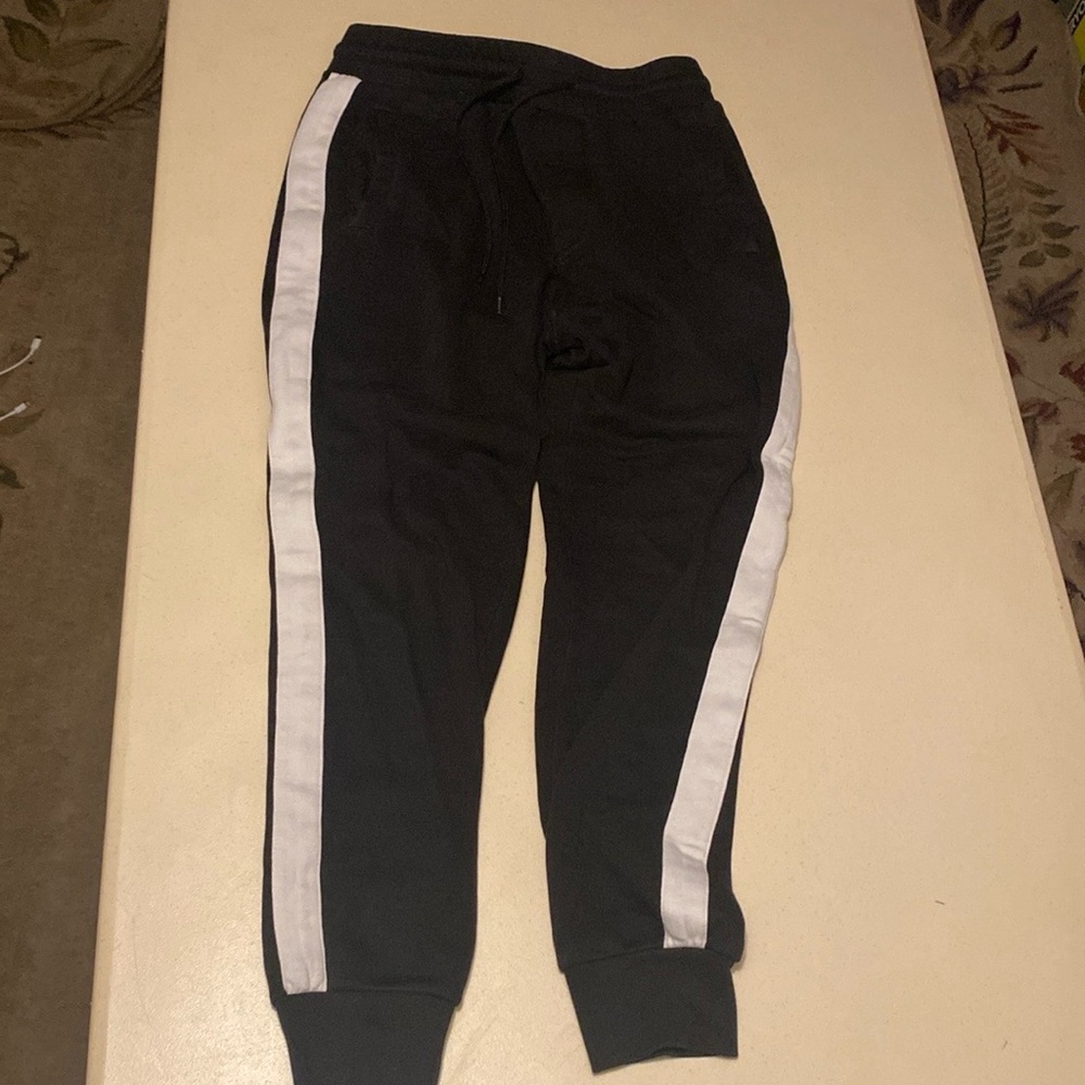 Black Jogger Pants with White Stripes